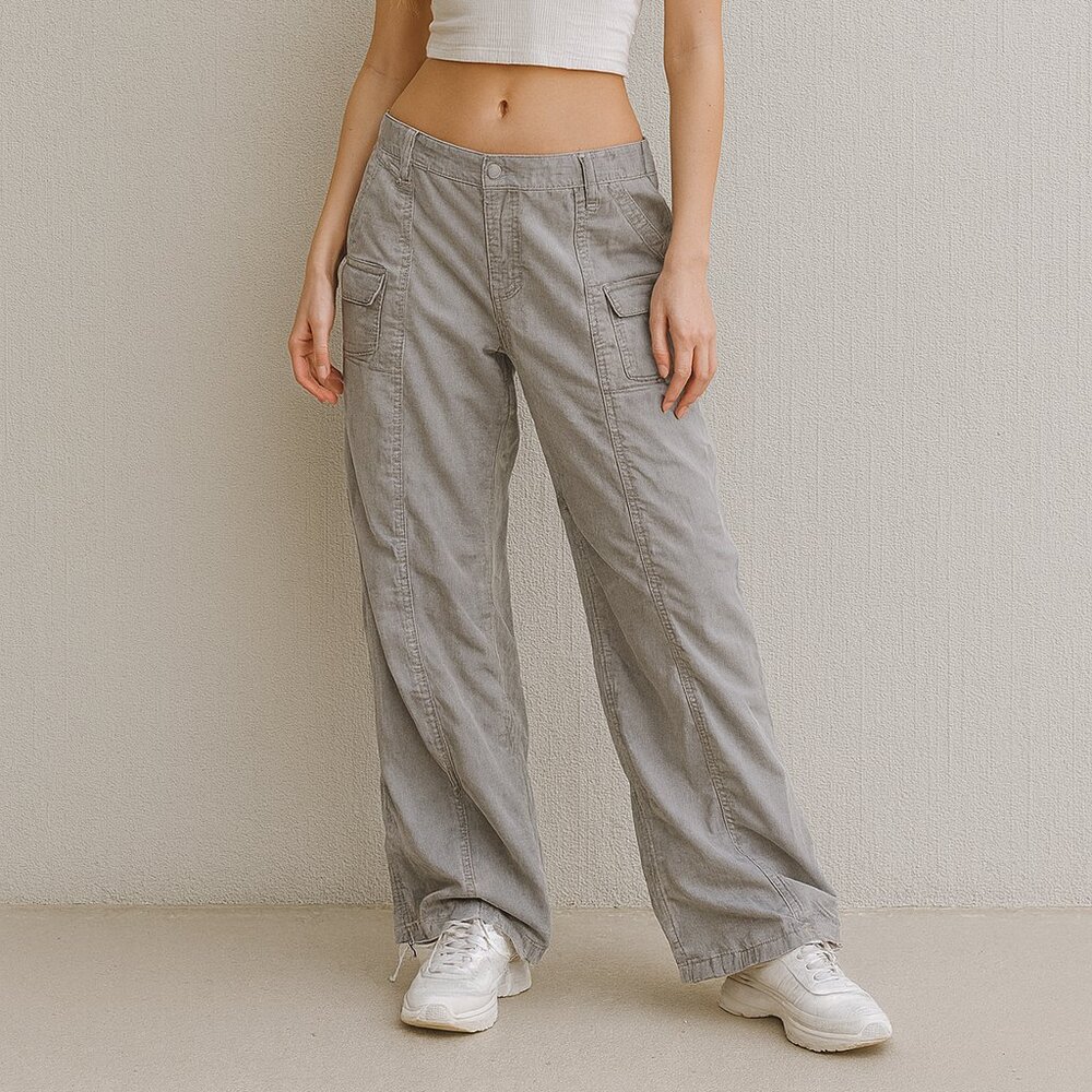 Divided by H&M gray cargo pants low rise baggy Y2K streetwear size 18